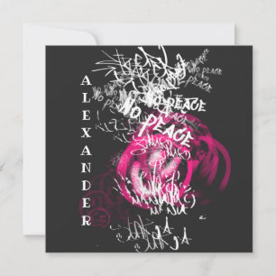 Roze en zwarte straat Art Graffiti Flat Kaart