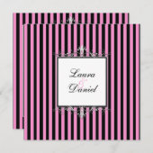 Roze en zwarte strepen met zilverscrollers kaart (Voorkant / Achterkant)