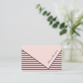 Roze en zwarte strepen visitekaartje (Staand voorkant)