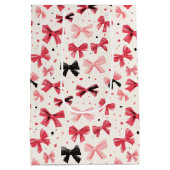 Roze en zwarte strik afdrukken medium cadeauzakje (Achterkant)