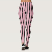 Roze en zwarte strippatroon leggings (Achterkant)