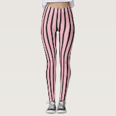 Roze en zwarte strippatroon leggings (Voorkant)