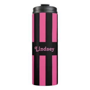 Roze en zwarte strips Thermal Tumbler Thermosbeker