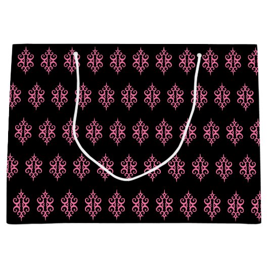 Roze en zwarte tas met wieltjes large cadeautasje (Voorkant)