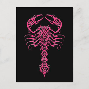 Roze en zwarte tribale Scorpion Briefkaart