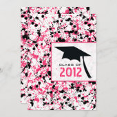 Roze en zwarte verf Splatter 2012 Graduation Kaart (Voorkant / Achterkant)
