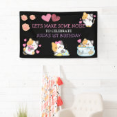 Roze en zwarte verjaardagsbanner voor baby meisjes spandoek (Insitu)