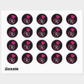 Roze en Zwarte Verlovingsring Initiële Stickers (Vel)