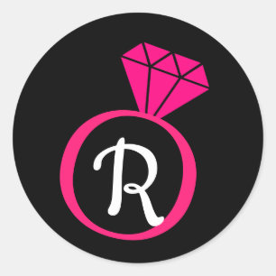Roze en Zwarte Verlovingsring Initiële Stickers