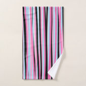 Roze en zwarte verticale strepen bad handdoek (Handdoek)
