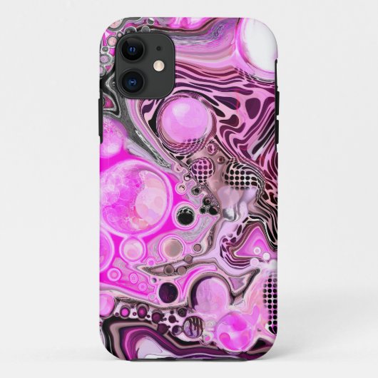 Roze en zwarte vlot kunstkleurschildereffect Case-Mate iPhone case (Achterkant)