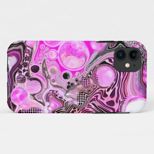 Roze en zwarte vlot kunstkleurschildereffect Case-Mate iPhone case (Achterkant (horizontaal))