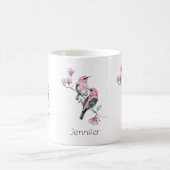 Roze en zwarte vogels op een boomtak koffiemok (Center)