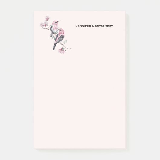 Roze en zwarte vogels op een boomtak post-it® notes (Voorkant)