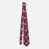 Roze en zwarte Waterverf Fuchsia bloeit Stropdas (Achterkant)