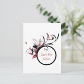 Roze en zwarte wervelingen redden de datum aankondigingskaart (Staand voorkant)