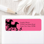 Roze en zwarte wilde paarden etiket (Insitu)