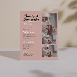 Roze en Zwarte Witte Eenvoudige Spa Schoonheidscen Flyer
