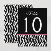 Roze en zwarte Zebra. 2 Trouwtafelnummer Briefkaart (Voorkant / Achterkant)