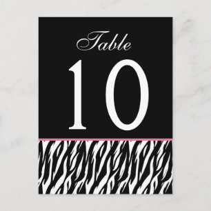 Roze en zwarte Zebra. 2 Trouwtafelnummer Briefkaart