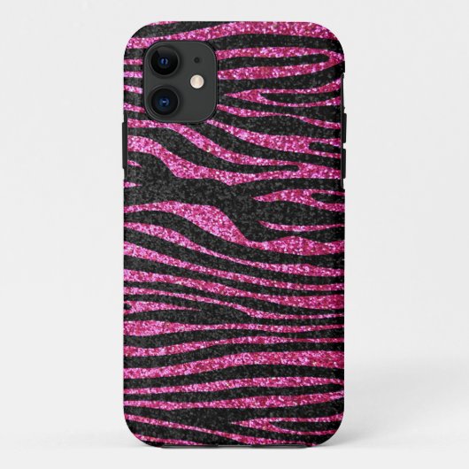 Roze en zwarte zebra Afdrukken (faux glitter) Case-Mate iPhone Case (Achterkant)