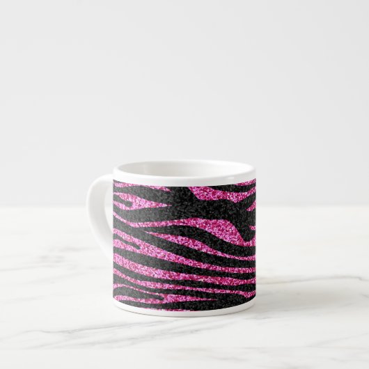 Roze en zwarte zebra Afdrukken (faux glitter) Espresso Kop (Voorkant links)