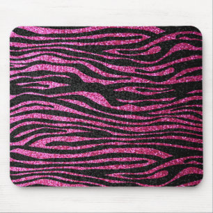 Roze en zwarte zebra Afdrukken (faux glitter) Muismat