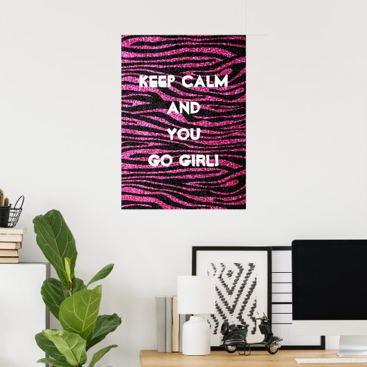 Roze en zwarte zebra Afdrukken (faux glitter) Poster (Thuiskantoor)