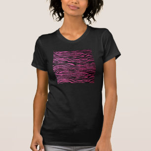 Roze en zwarte zebra Afdrukken (faux glitter) T-shirt