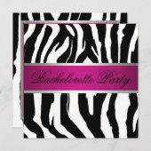 Roze en zwarte Zebra Bachelorette Party Kaart (Voorkant / Achterkant)