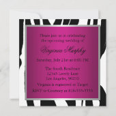 Roze en zwarte Zebra Bachelorette Party Kaart (Achterkant)