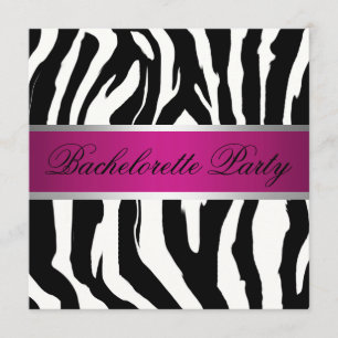 Roze en zwarte Zebra Bachelorette Party Kaart