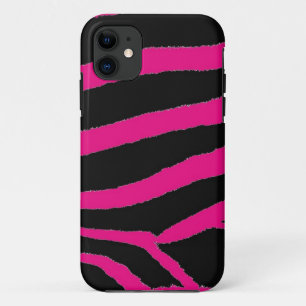 Roze en zwarte zebra bontprint iPhone 11 hoesje