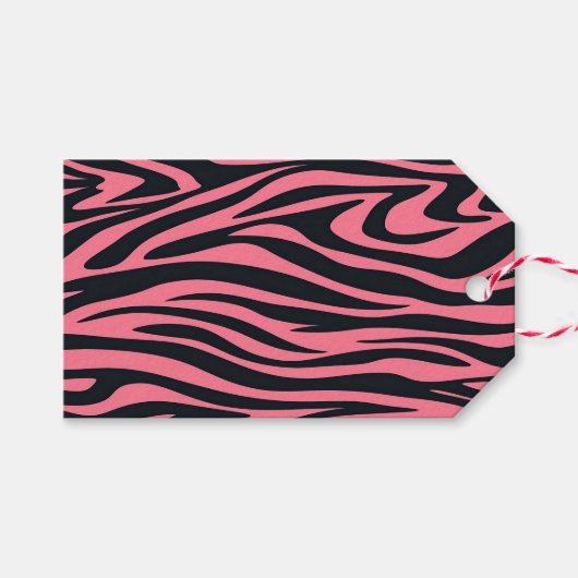 Roze en zwarte Zebra dierenprint Cadeaulabel (Voorkant (Horizontaal))