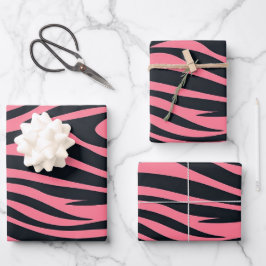 Roze en zwarte Zebra dierenprint Inpakpapier Vel