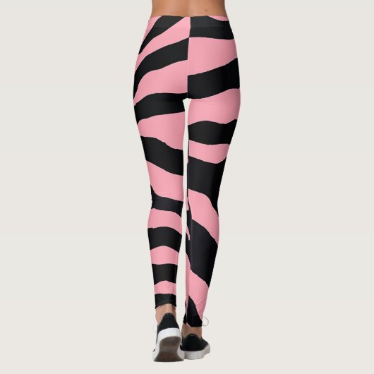 Roze en zwarte Zebra gestreepte Leggings (Achterkant)