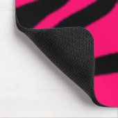 Roze en zwarte Zebra Mousepad Muismat (Hoek)