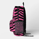 Roze en zwarte Zebra Pattern Bedrukte Rugzak (Rechts)
