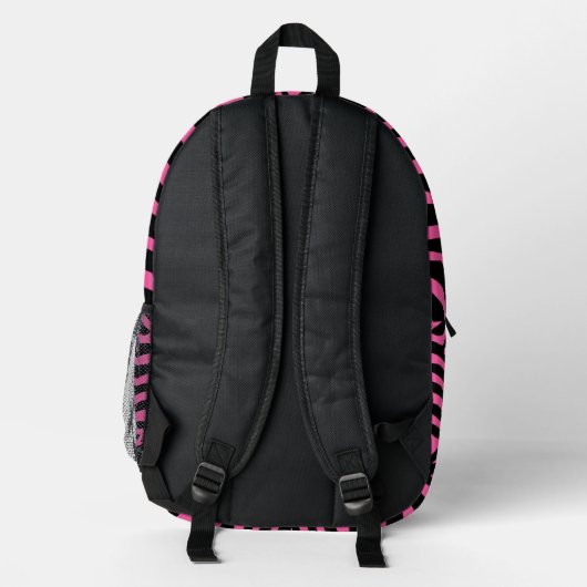 Roze en zwarte Zebra Pattern Bedrukte Rugzak (Achterkant)