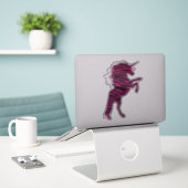 Roze en zwarte zebra Print Unicorn Sticker (Laptop op bureau)