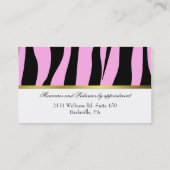 Roze en zwarte zebra Print Visitekaartje (Achterkant)