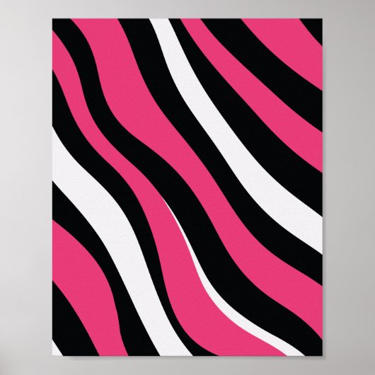 Roze en Zwarte Zebra Stripes Poster (Voorkant)