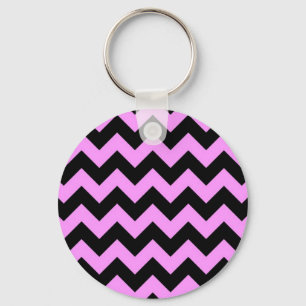 Roze en zwarte zigzag sleutelhanger