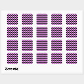 Roze en zwarte zigzag vierkante sticker (Vel)