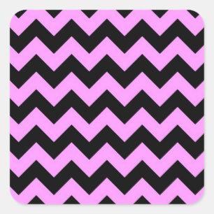 Roze en Zwarte Zigzag Vierkante Sticker