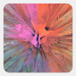 Roze Energie Vlinder Fractale Kunst Vierkante Sticker