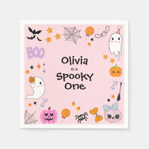 Roze enge één schattige spook Halloween 1e verjaar Servet