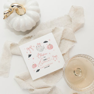 Roze enge eerste verjaardag Cute Ghost Halloween Servet