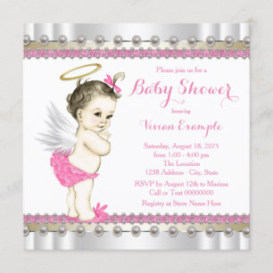 Roze Engel Baby Meisje Shower Kaart