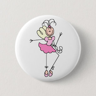 Roze Engel Ballerina Meisje Knop Ronde Button 5,7 Cm